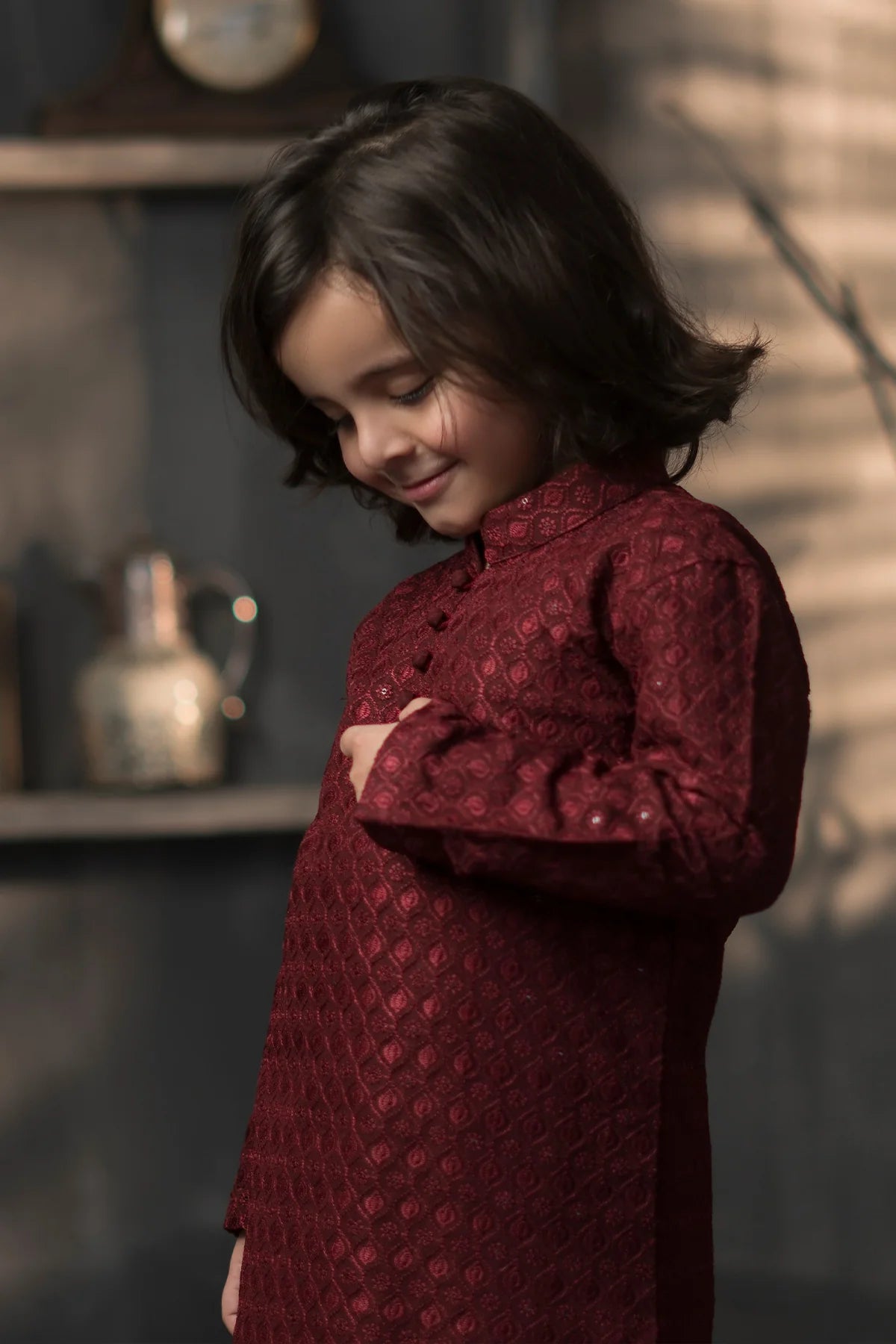 Maroon Kids Designer Kurta Pajama