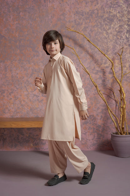 Kids Peach Wash & Wear Kurta Suit