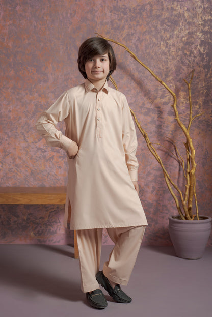 Kids Peach Wash & Wear Kurta Suit
