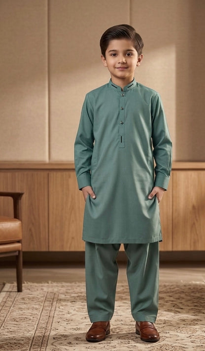 Boys Sea Green Kurta Pajama Set – Premium Traditional Wear