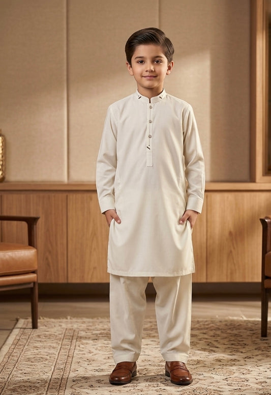 Classic Off White Kurta Trouser Set for Boys