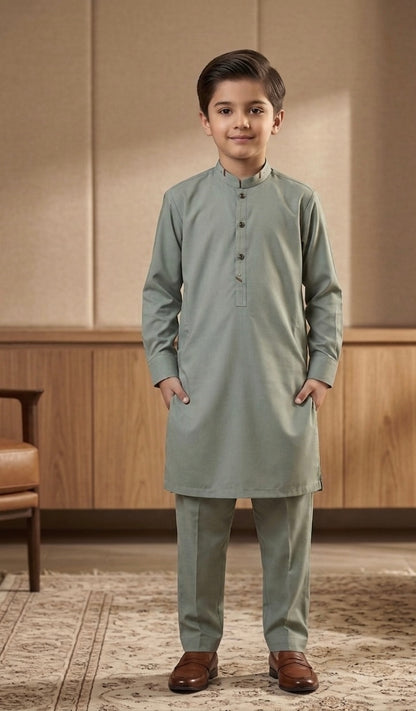 Boys Mint Green Kurta Pajama Set – Elegant Traditional Wear